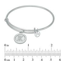 Chrysalis Cubic Zirconia "K" Initial Charm Adjustable Bangle in White Brass|Peoples Jewellers