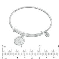 Chrysalis Cubic Zirconia "L" Initial Charm Adjustable Bangle in White Brass|Peoples Jewellers