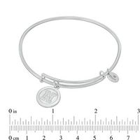 Chrysalis Cubic Zirconia "M" Initial Charm Adjustable Bangle in White Brass|Peoples Jewellers