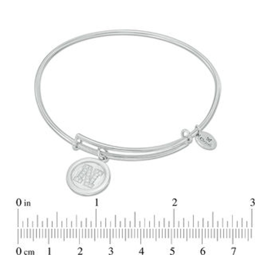 Chrysalis Cubic Zirconia "N" Initial Charm Adjustable Bangle in White Brass|Peoples Jewellers