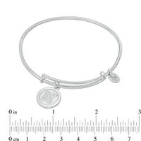 Chrysalis Cubic Zirconia "N" Initial Charm Adjustable Bangle in White Brass|Peoples Jewellers