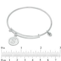 Chrysalis Cubic Zirconia "S" Initial Charm Adjustable Bangle in White Brass|Peoples Jewellers