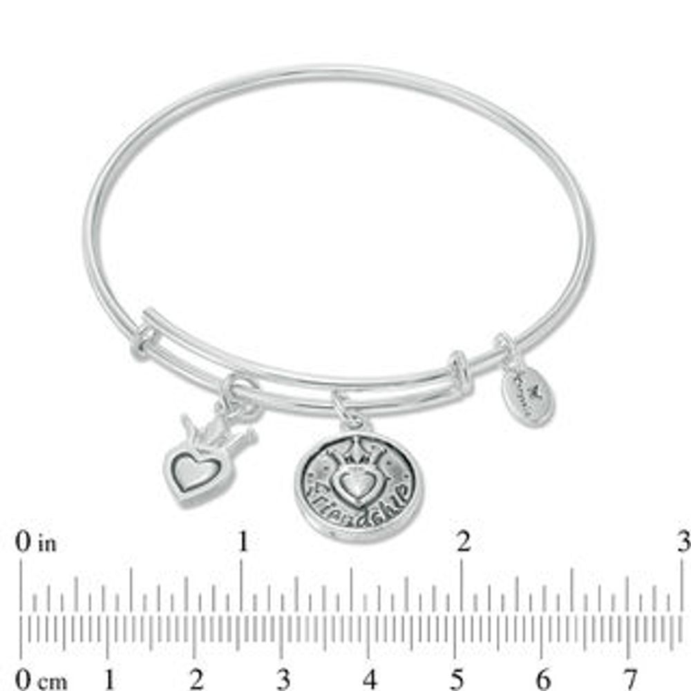 Chrysalis "Friendship" Charms Adjustable Bangle in White Brass|Peoples Jewellers