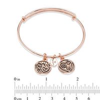 Chrysalis "Love" Charms Adjustable Bangle in Rose-Tone Brass|Peoples Jewellers