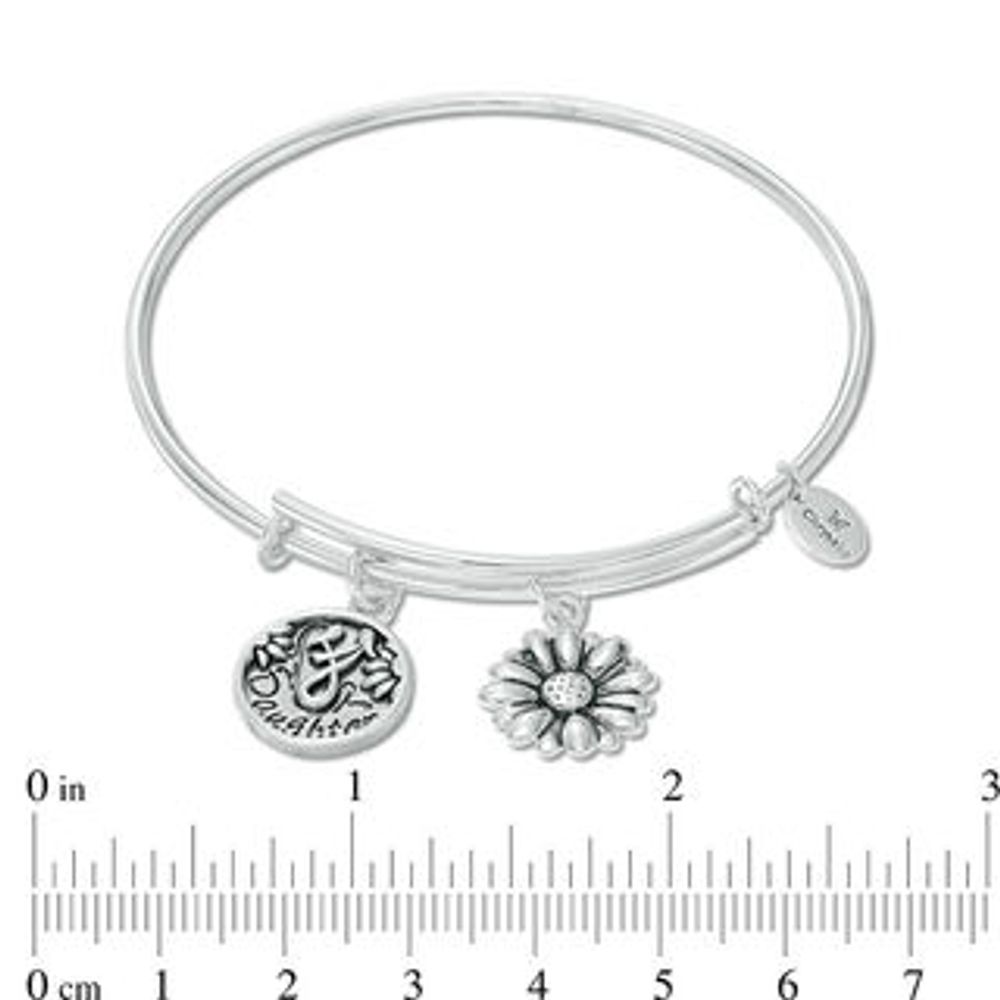 Chrysalis "Daughter" Charms Adjustable Bangle in White Brass|Peoples Jewellers