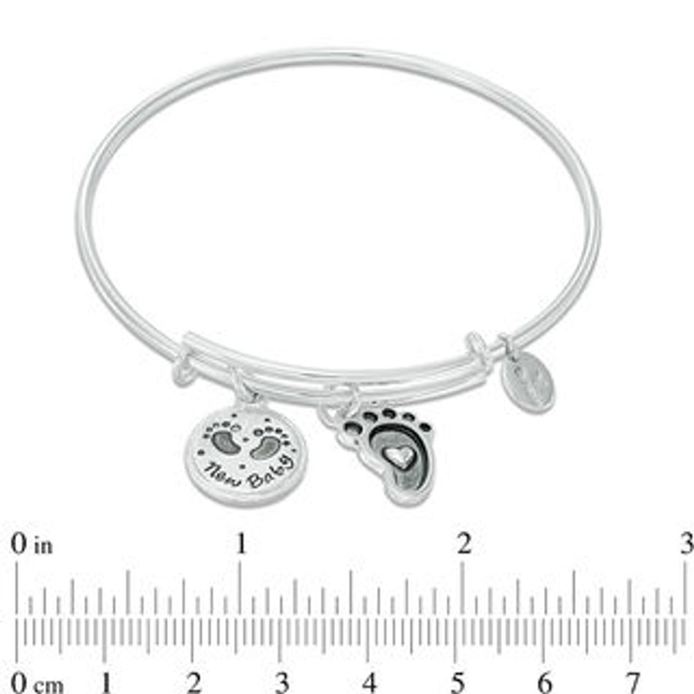 Chrysalis "New Baby" Charms Adjustable Bangle in White Brass|Peoples Jewellers