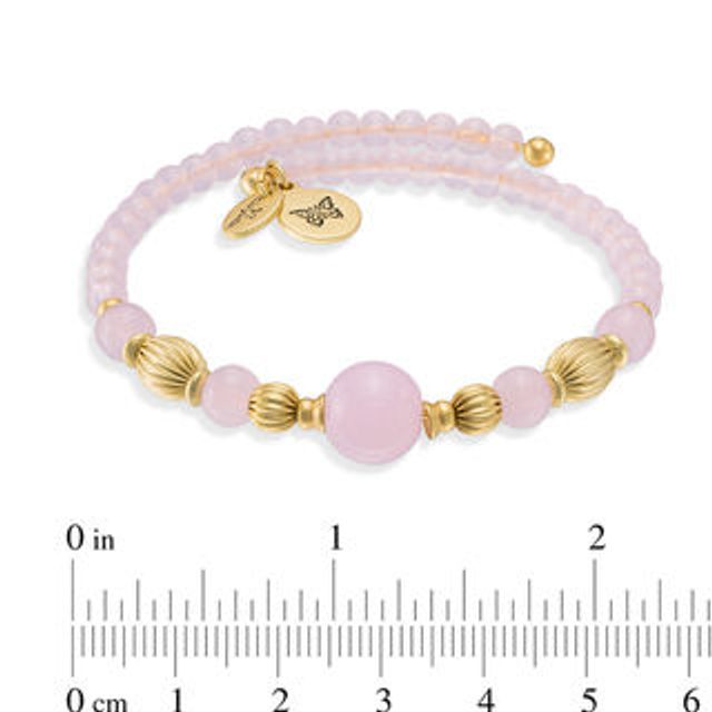 Chrysalis Lab-Created Pink Quartz and Brass Bead Adjustable Bangle in Brass|Peoples Jewellers