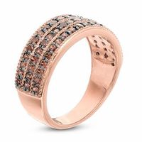 0.95 CT. T.W. Champagne Diamond Three Row Ring in 10K Rose Gold|Peoples Jewellers