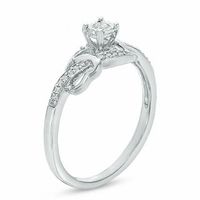 0.09 CT. T.W. Diamond Double Hearts Promise Ring in 10K White Gold|Peoples Jewellers