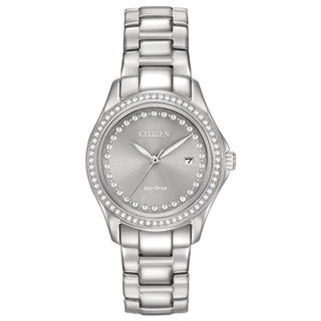 Ladies' Citizen Eco-Drive® Crystal Accent Watch with Grey Dial (Model: FE1140-86H)|Peoples Jewellers