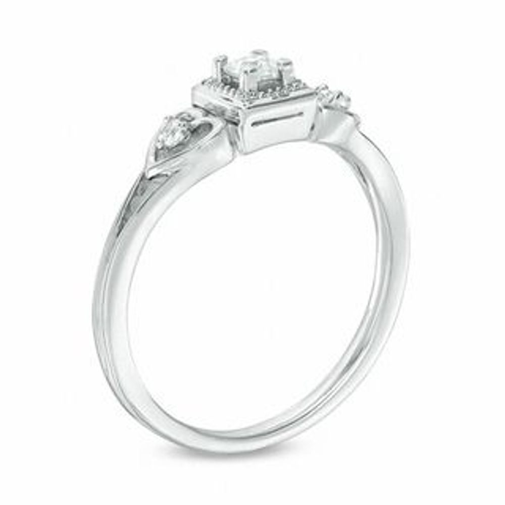 0.11 CT. T.W. Princess-Cut Diamond Frame Heart Sides Promise Ring in 10K White Gold|Peoples Jewellers