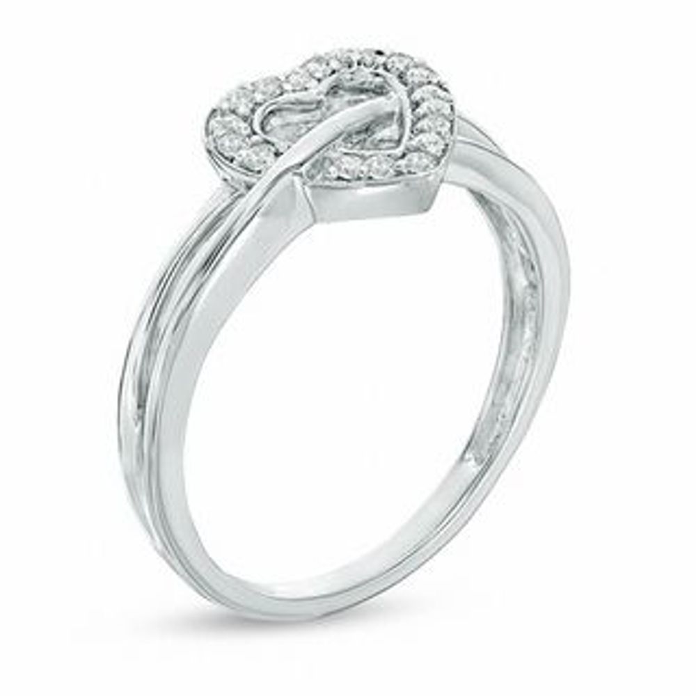 0.11 CT. T.W. Diamond Heart Crossover Ring in 10K White Gold|Peoples Jewellers