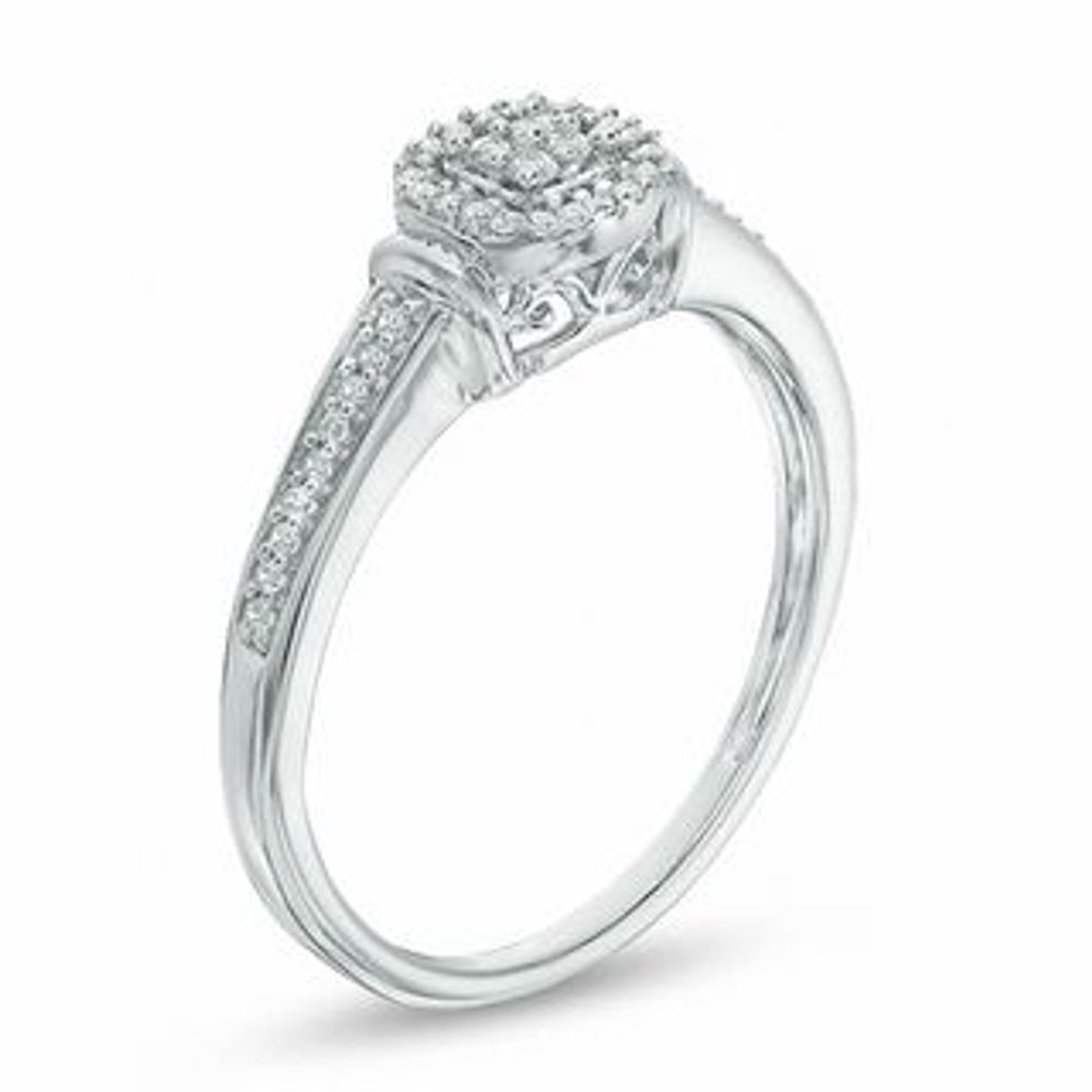 0.15 CT. T.W. Composite Diamond Cushion Frame Promise Ring in 10K White Gold|Peoples Jewellers