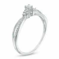 0.15 CT. T.W. Diamond with Tri-Sides Promise Ring in 10K White Gold|Peoples Jewellers