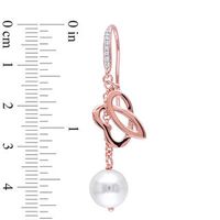 Julianna B™ Cultured Freshwater Pearl and Diamond Drop Earrings in Sterling Silver with 18K Rose Gold Plate|Peoples Jewellers