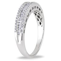 0.30 CT. T.W. Baguette and Round Diamond Multi-Row Band in 10K White Gold|Peoples Jewellers