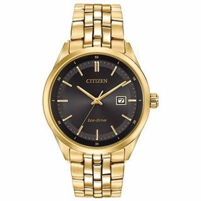Men's Citizen Eco-Drive® Sapphire Gold-Tone Watch with Black Dial (Model: BM7252-51E)|Peoples Jewellers