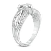 Diamond Accent Heart Split Shank Promise Ring in Sterling Silver|Peoples Jewellers