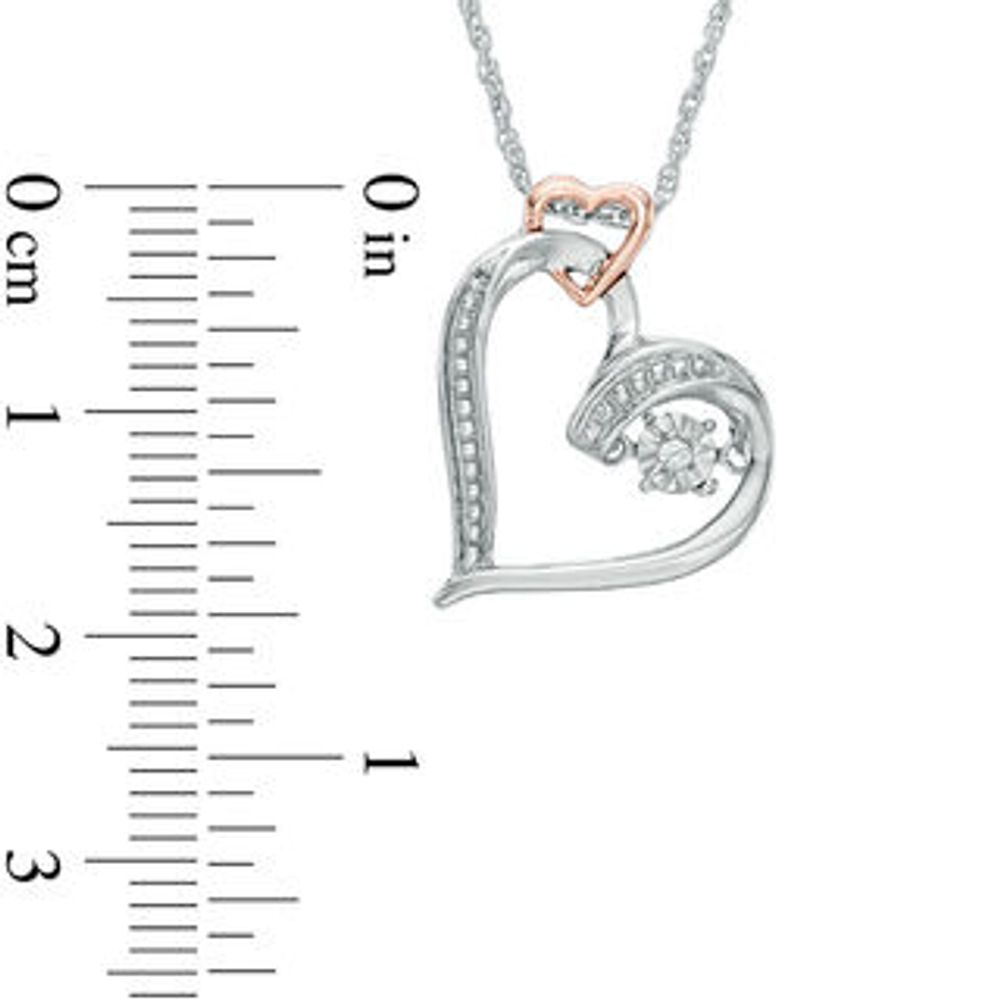 Unstoppable Love™ Diamond Accent Double Heart Pendant in Sterling Silver and 10K Rose Gold|Peoples Jewellers