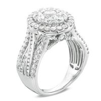 2.50 CT. T.W. Composite Diamond Oval Frame Twist Shank Engagement Ring in 14K White Gold|Peoples Jewellers