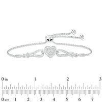 0.30 CT. T.W. Diamond Heart Frame Side Loop Bolo Bracelet in Sterling Silver - 9.5"|Peoples Jewellers