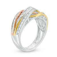 0.50 CT. T.W. Diamond Layered Crossover Ring in 10K Tri-Tone Gold|Peoples Jewellers