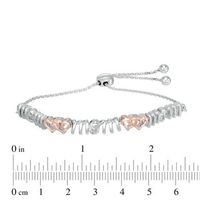 Diamond Accent Interlocking Hearts "MOM" Bolo Bracelet in Sterling Silver and 10K Rose Gold - 9.5"|Peoples Jewellers