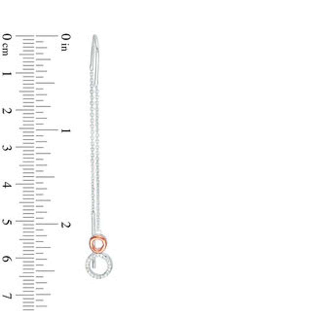 0.09 CT. T.W. Diamond Double Circle Threader Earrings in Sterling Silver and 10K Rose Gold|Peoples Jewellers