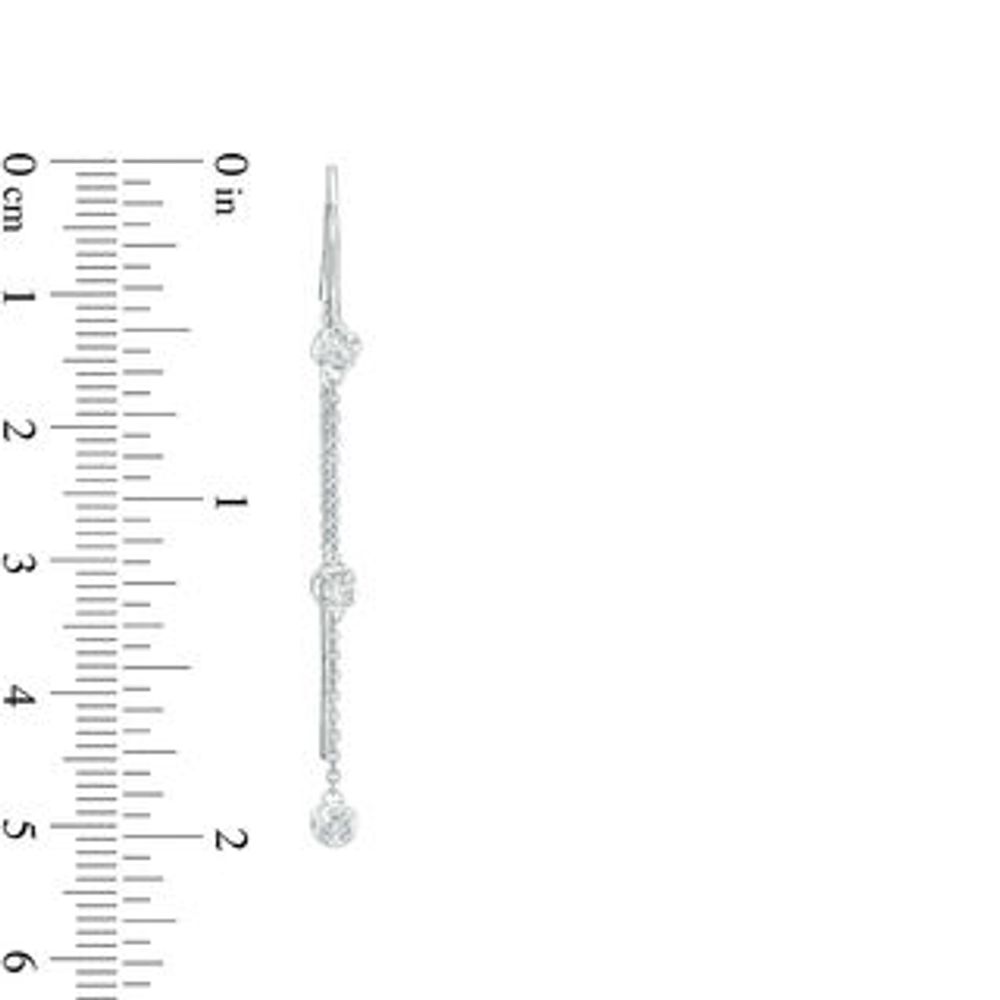 0.23 CT. T.W. Diamond Three Stone Threader Earrings in 10K White Gold|Peoples Jewellers