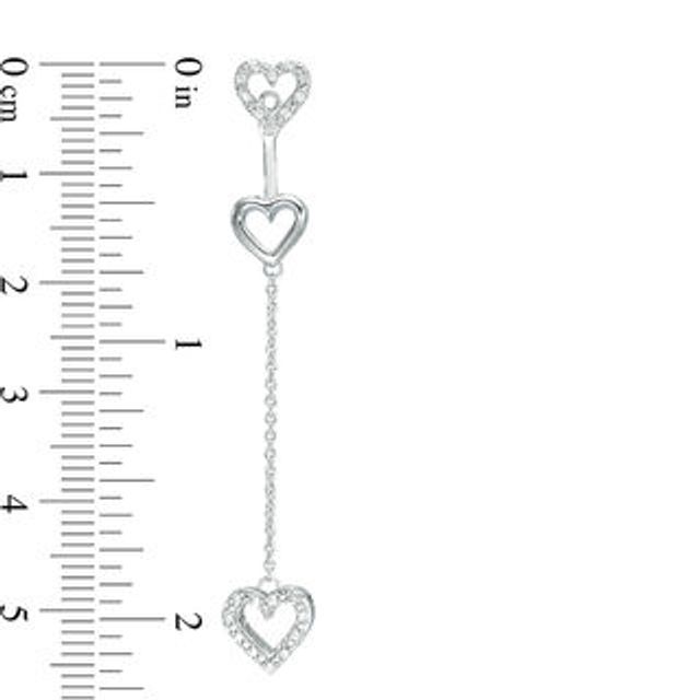 0.12 CT. T.W. Diamond Three Heart Front/Back Earrings in Sterling Silver|Peoples Jewellers