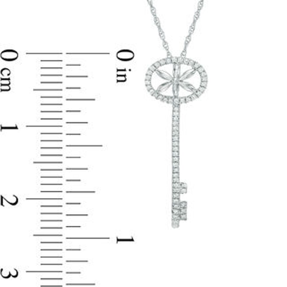 0.23 CT. T.W. Diamond Flower Key Pendant in Sterling Silver|Peoples Jewellers
