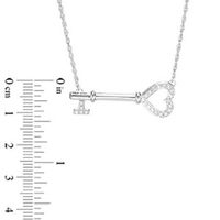 0.09 CT. T.W. Diamond Sideways Heart Key Necklace in Sterling Silver|Peoples Jewellers