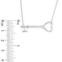 Diamond Accent Sideways Heart Key Necklace in Sterling Silver|Peoples Jewellers