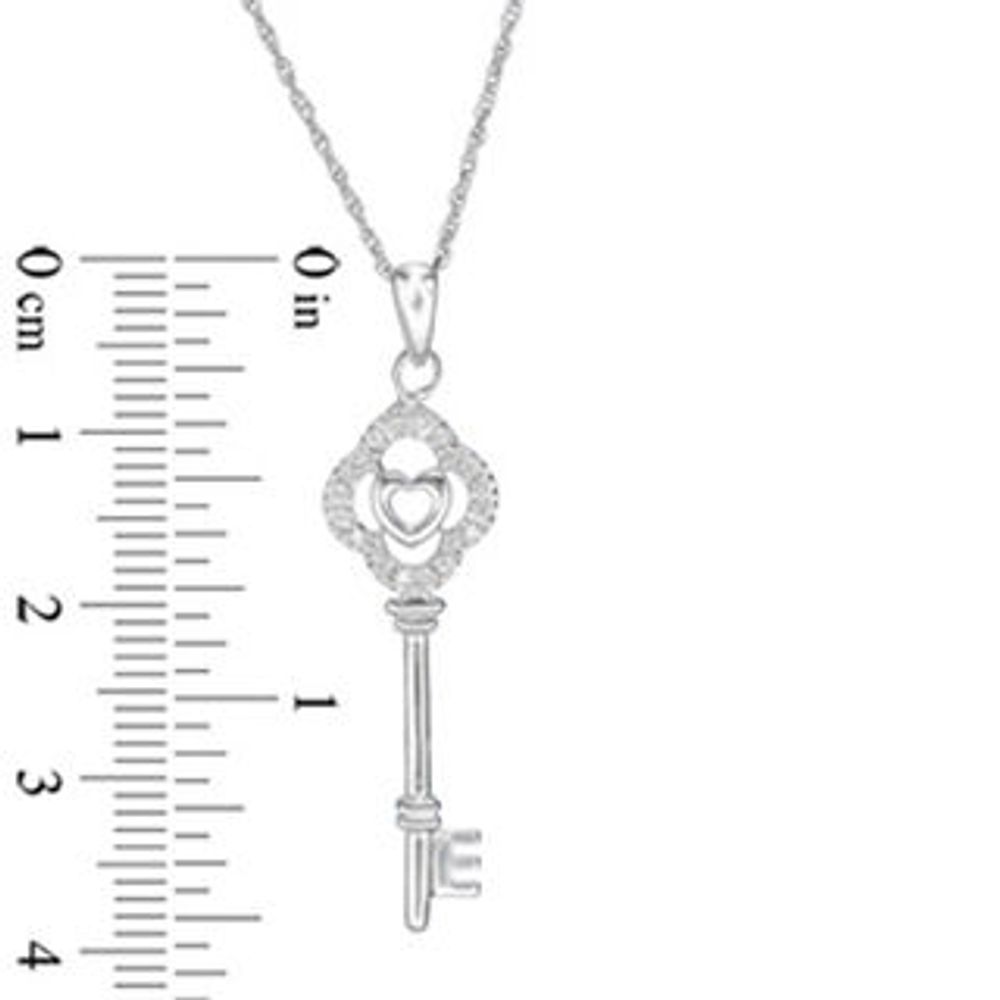 Diamond Accent Heart Key Pendant in Sterling Silver|Peoples Jewellers