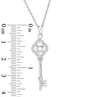 Diamond Accent Heart Key Pendant in Sterling Silver|Peoples Jewellers