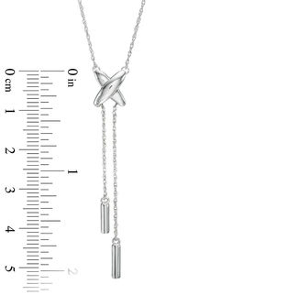 Lariat-Style "X" Necklace in 10K White Gold|Peoples Jewellers
