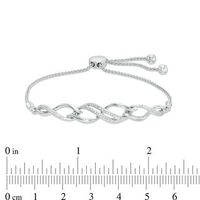 0.15 CT. T.W. Diamond Twist Bolo Bracelet in Sterling Silver - 9.5"|Peoples Jewellers