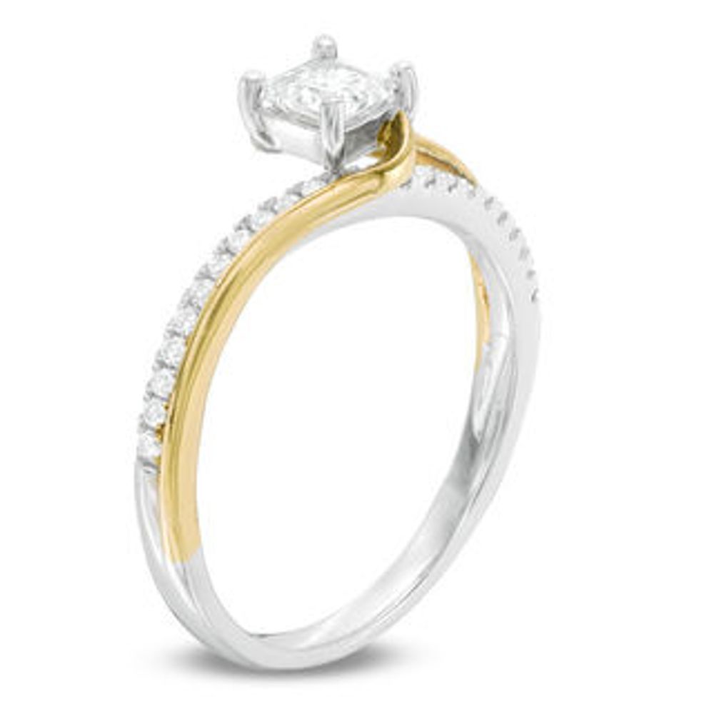 0.45 CT. T.W. Diamond Bypass Double Row Engagement Ring in 10K Two-Tone Gold|Peoples Jewellers