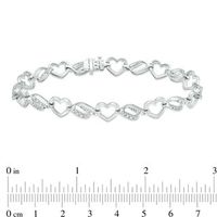 0.10 CT. T.W. Diamond Heart Link Bracelet in Sterling Silver - 7.5"|Peoples Jewellers