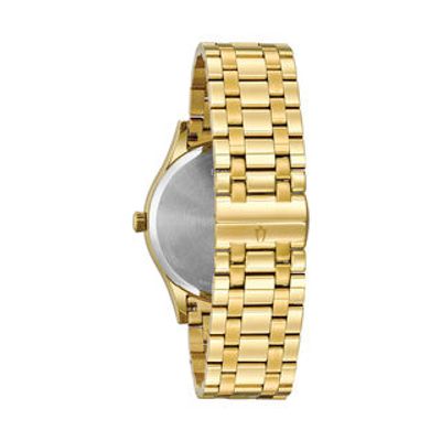 Men's Bulova Diamond Accent Gold-Tone Watch with Black Dial (Model: 97D108)|Peoples Jewellers