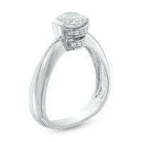 1.06 CT. T.W. Certified Diamond Solitaire with Side Accents Engagement Ring in 14K White Gold (J/I2)|Peoples Jewellers