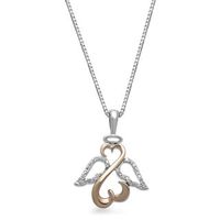 Open Hearts by Jane Seymour™ 0.04 CT. T.W. Diamond Angel Wings and Halo Pendant in Sterling Silver and 10K Gold|Peoples Jewellers