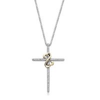 Open Hearts by Jane Seymour™ 0.04 CT. T.W. Diamond Cross Pendant in Sterling Silver and 10K Gold|Peoples Jewellers