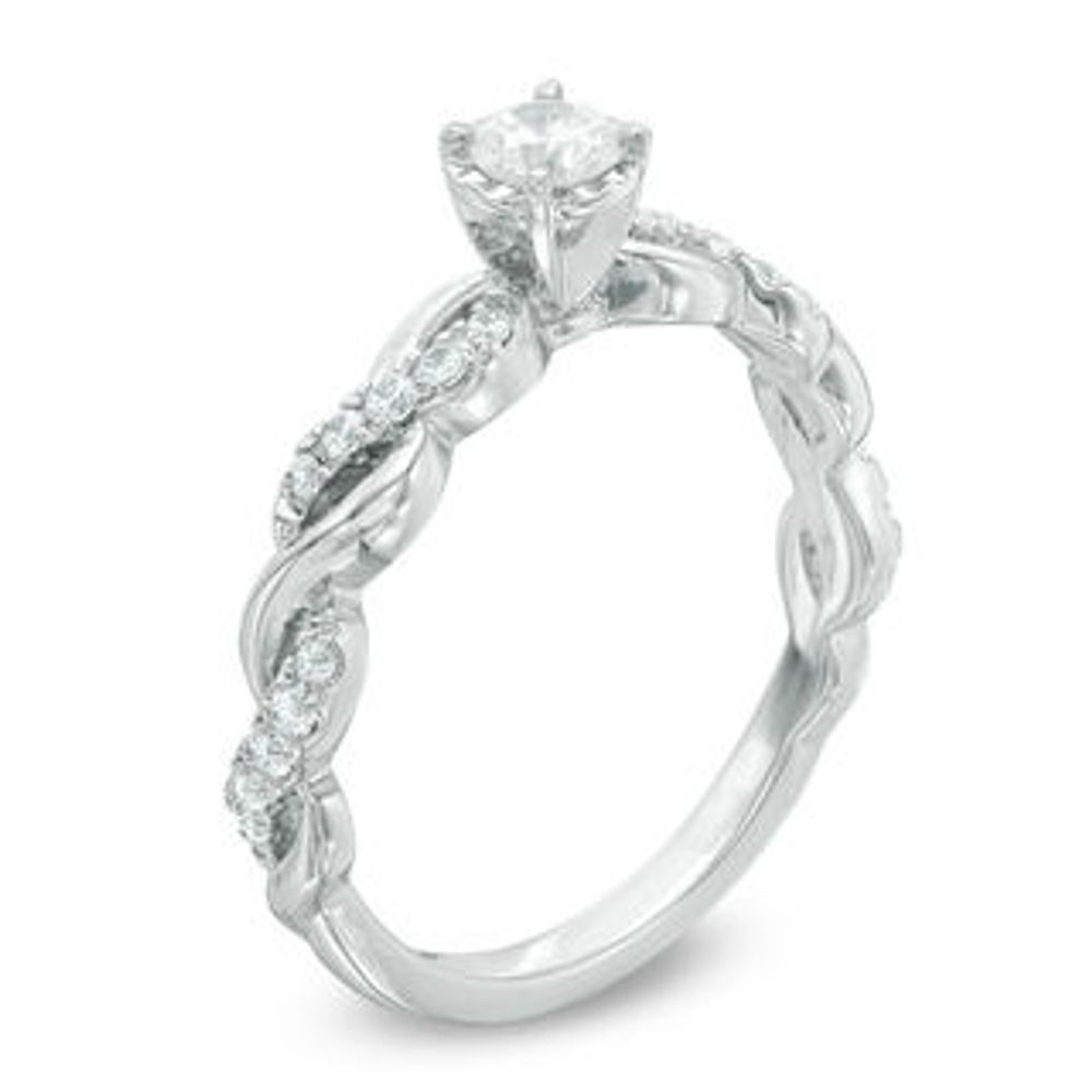 0.33 CT. T.W. Diamond Twist Shank Engagement Ring in 10K White Gold|Peoples Jewellers