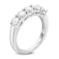 0.50 CT. T.W. Diamond Five Stone Anniversary Band in 10K White Gold|Peoples Jewellers