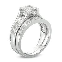 1.75 CT. T.W. Quad Princess-Cut Diamond Vintage-Style Bridal Set in 14K White Gold|Peoples Jewellers
