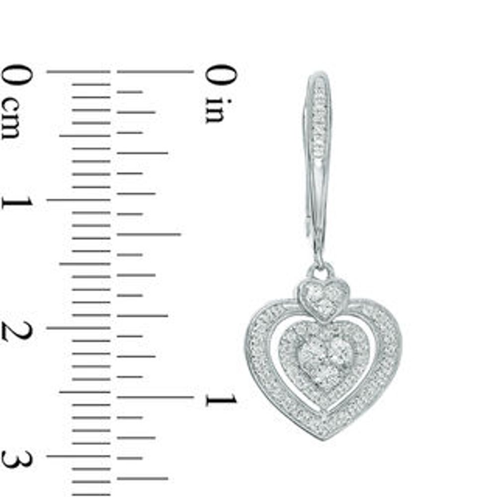 0.50 CT. T.W. Composite Diamond Heart Frame Drop Earrings in 10K White Gold|Peoples Jewellers