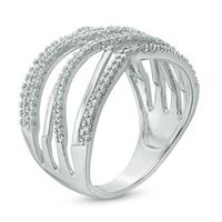 0.37 CT. T.W. Diamond Split Shank Layered Crossover Ring in 10K White Gold|Peoples Jewellers