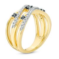 0.45 CT. T.W. Enhanced Black and White Diamond Orbit Ring in 10K Gold|Peoples Jewellers