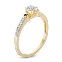 0.09 CT. T.W. Enhanced Black and White Diamond Collar Promise Ring in 10K Gold|Peoples Jewellers